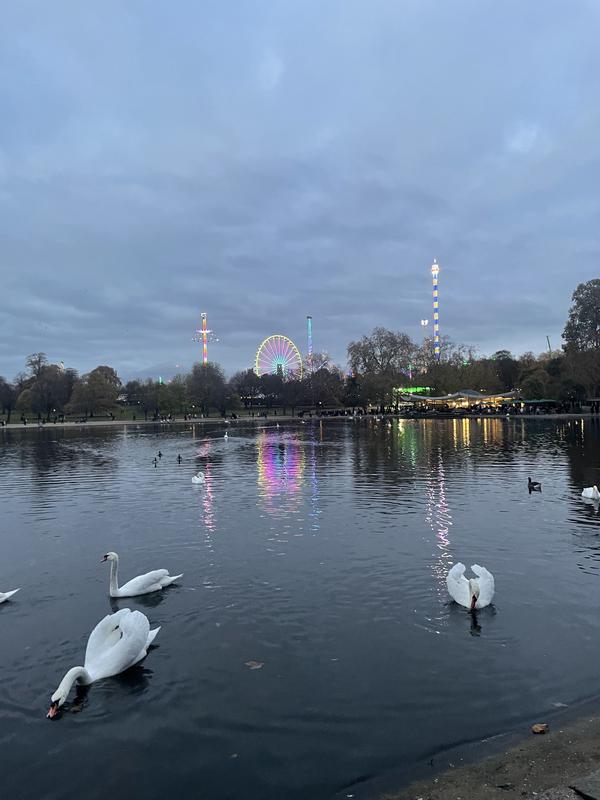 View of the Hyde Park Winter Wonderland from the Kensington Gardens